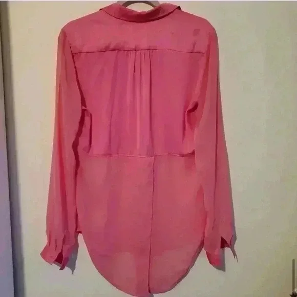Free people neon pink half mesh button down medium - Picture 2 of 5